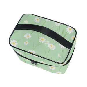 Cute Mint Daisy Cosmetic Bag, Large Travel Toiletry Organizer with Multi-Pockets, Portable <b>Makeup</b> Storage <b>Case</b> - Product Image 4