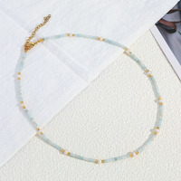 BOHO Mini collier de perles en pierre naturelle, collier de pierres, bijoux d'amazonite, colliers de perles pour filles