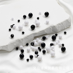 Acrylic Round Faceted <b>Beads</b> Black White 4-8mm For Jewelry Making - Product Image 2