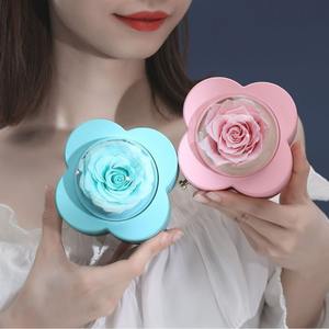 Regalo de San Valentín o Cumpleaños, Rosa Eterna en Forma de Trébol de Cuatro Hojas, Caja de Acrílico <span class=keywords><strong>para</strong></span> Regalo, Caja <span class=keywords><strong>para</strong></span> Anillo de Diamantes - Product Image 3