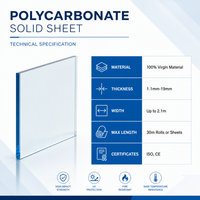 Plaque solide en polycarbonate professionnelle de 2 mm, 3 mm, 4 mm avec revêtement UV de 50-80 micromètres pour usage agricole, pépinière et commercial