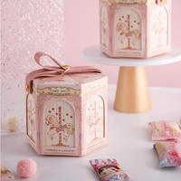 Boîte à cadeaux en papier en stock, boîte à bonbons carrousel pour baby shower, fête d'anniversaire, mariage, boîte à cadeaux avec poignée en PU