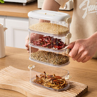 Boîte de rangement pour épices en plastique transparent de qualité alimentaire, compatible micro-ondes, 800-1000 ml, pot hermétique pour cuisine domestique, pour le Sichuan