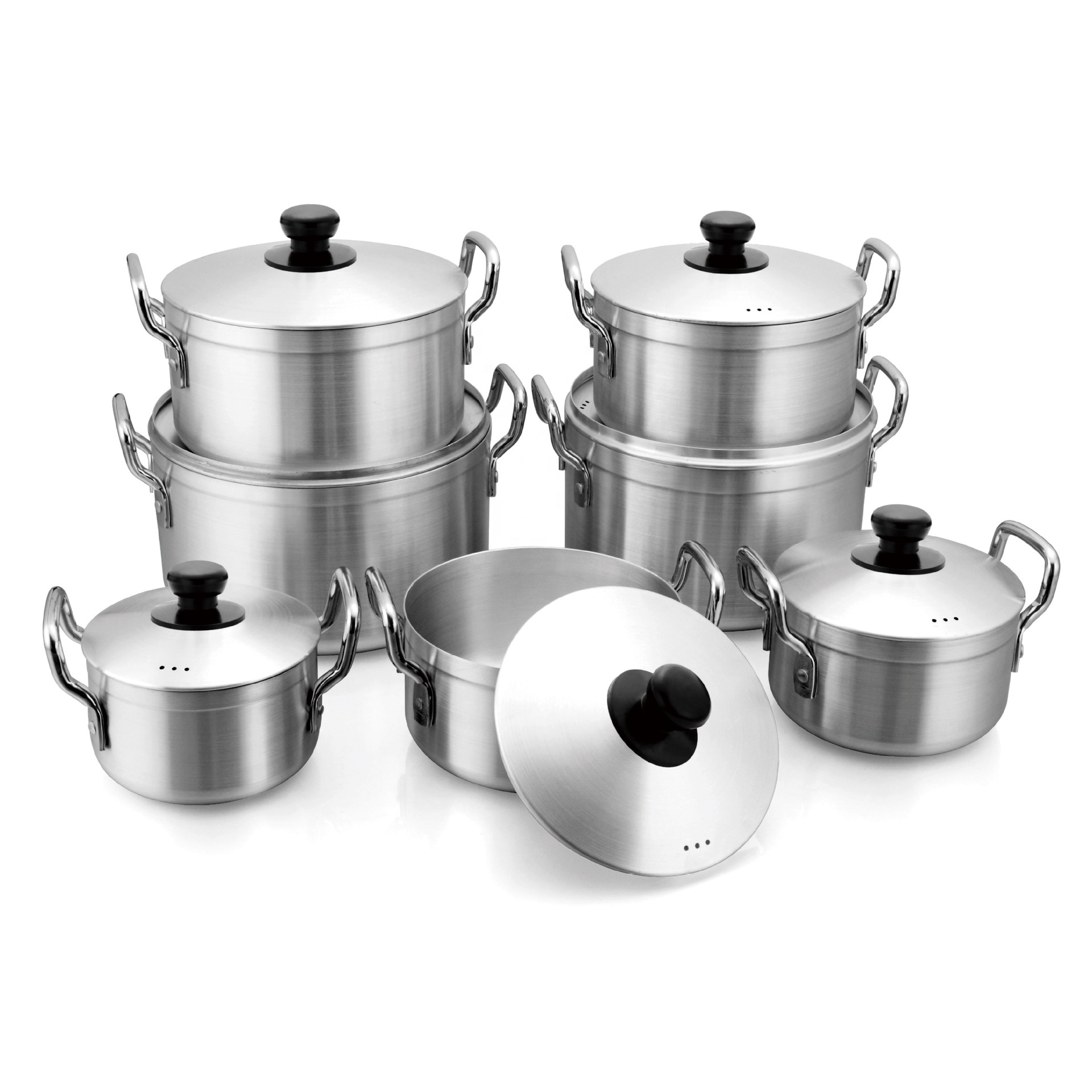 Günstiges 7-teiliges Set aus poliertem Aluminium, tiefe Kochtöpfe, große Kochgeschirr-Sets in verschiedenen Größen| Alibaba.com
