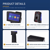 Imprimante jet d'encre portable TIJ, machine de codage Handjet, cartouche 12,7 mm 42 ml, codeur de date et de numéro de lot pour carton, tuyau, câble