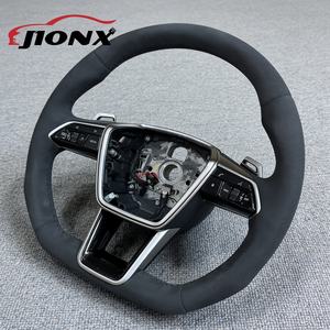 Volant de voiture pour <span class=keywords><strong>Audi</strong></span> Q3 Q5 Q8 SQ8 A3 A4 B9 A5 B8 A6 C7 A7 S3 S4 RS3 RS5 RS7 RS6 C8 Volant en Alcantara - Product Image 3