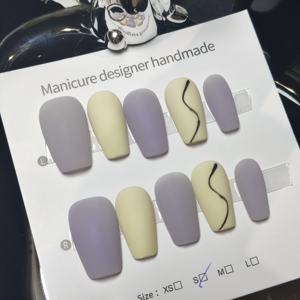 Precio de Fábrica al por Mayor, Estilo Morado, 10 Piezas/Juego, <span class=keywords><strong>Uñas</strong></span> Acrílicas Hechas a Mano, <span class=keywords><strong>Uñas</strong></span> Postizas de Cobertura Completa, Marca Privada - Product Image 3