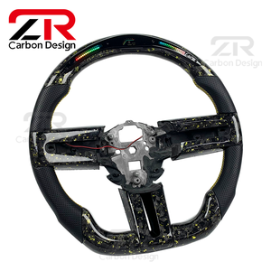 Volant sport personnalisé en cuir véritable et fibre de carbone forgée avec LED RPM pour <span class=keywords><strong>Ford</strong></span> <span class=keywords><strong>Mustang</strong></span> 2010 2012 2013 2014 GT - Product Image 3