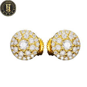 Pendientes de Hombre de Hip Hop con Diamantes de Imitación Moissanite Redondos con Corte Brillante VVS, Chapados en Oro Rosa sobre Plata de Ley - Product Image 2