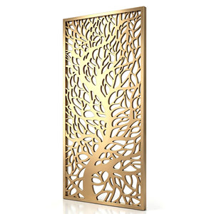 Paravent en métal découpé au laser doré avec motifs de feuilles tropicales, décoration artistique de luxe en laiton avec palmiers et feuilles de bananier - Product Image 6