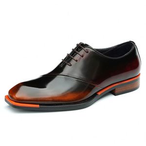Zapatos Formales Italianos de Punta Cuadrada para Hombre, Marca de Lujo, Hechos a Mano, Bordados, con Cordones, para Otoño, Negocios, Fiestas y Eventos Sociales - Product Image 2