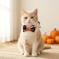 Collier Classique Doux et Résistant pour Animaux de Compagnie, Motif Halloween, avec Boucle Réglable et Nœud Papillon, en Polyester Imprimé, pour Chats et Chiens
