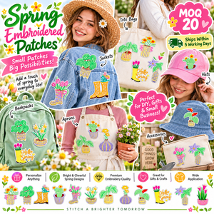 Patch brodé thermocollant <span class=keywords><strong>en</strong></span> gros pour jardin printanier, motifs fleurs, plantes, tulipes, cactus, monstera, marguerites, style botte de pluie - Product Image 4