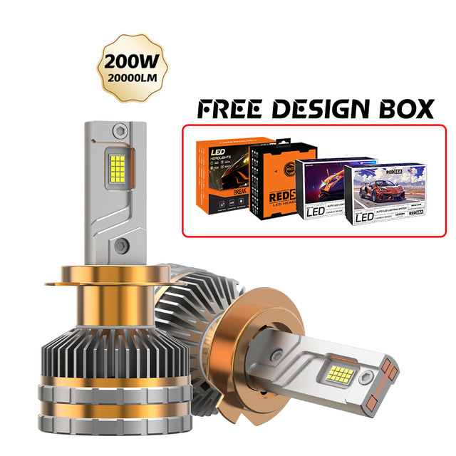 Redsea R45 Bombilla Del Faro H4 H7 H11 Car Led Headlight Bulb 200W 20000LM 9005 9006 9012 6500K Led Light for Car Headlight