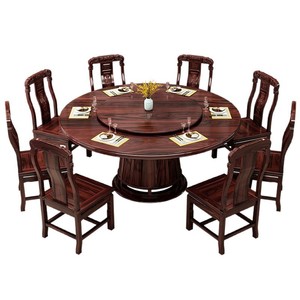 New Chinese Style <b>Solid</b> <b>Wood</b> Round Dining <b>Table</b> With Rotatable <b>Top</b> For Home And Restaurant Use - Product Image 5