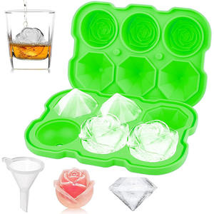 Moule à glace en silicone Formes amusantes avec couvercle transparent <span class=keywords><strong>de</strong></span> type entonnoir 3 boules <span class=keywords><strong>de</strong></span> glace diamantées 3 roses pour refroidir les boissons aux cocktails au whisky - Product Image 2