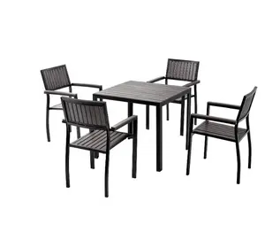 outdoor furniture Plastic wood stackable coffee chair table garden patio restaurant dining chairs