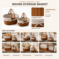 Panier de pique-nique en PP tissé à la main, écologique, panier de style rustique et boîte de rangement, boîte cadeau créative de remerciement