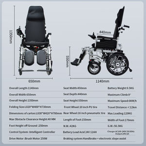 <span class=keywords><strong>Fauteuil</strong></span> roulant <span class=keywords><strong>électrique</strong></span> inclinable à dossier haut pour extérieur, cadre en fer - Batterie au plomb-acide, mobilité stable - Product Image 3