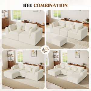 Sofá Seccional Modular en Forma de L Cloud Sin Estructura Metálica, Asiento Profundo, Convertible en Cama, Otomana, Tapizado, Extra Grande, con Función de Masaje, para Escuela - Product Image 4