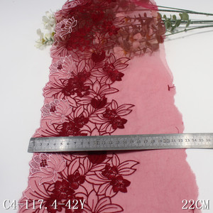 Lingerie Rossa in Pizzo per Donne, Reggiseno in Rete, Tessuto in Rete con Ricamo Floreale 22cm, Accessori per Abiti e Vestiti, Vendita all'Ingrosso - Product Image 2
