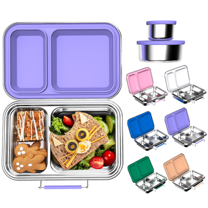 Lonchera Bento de Acero Inoxidable Ecológica y Libre de BPA con Logotipo Personalizado Premium, 2 Compartimentos, a Prueba de Fugas, para Niños, para la Escuela - Product Image 2