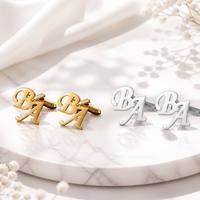 Boutons de manchette en acier inoxydable 316L avec monogramme, gravure personnalisée de lettres, or et argent, dos en forme de balle, poli, cadeau d'affaires