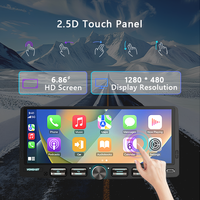 Autoradio multimédia 1Din avec écran tactile de 6,86 pouces, lecteur MP5 avec Carplay et Android Auto, stéréo de voiture