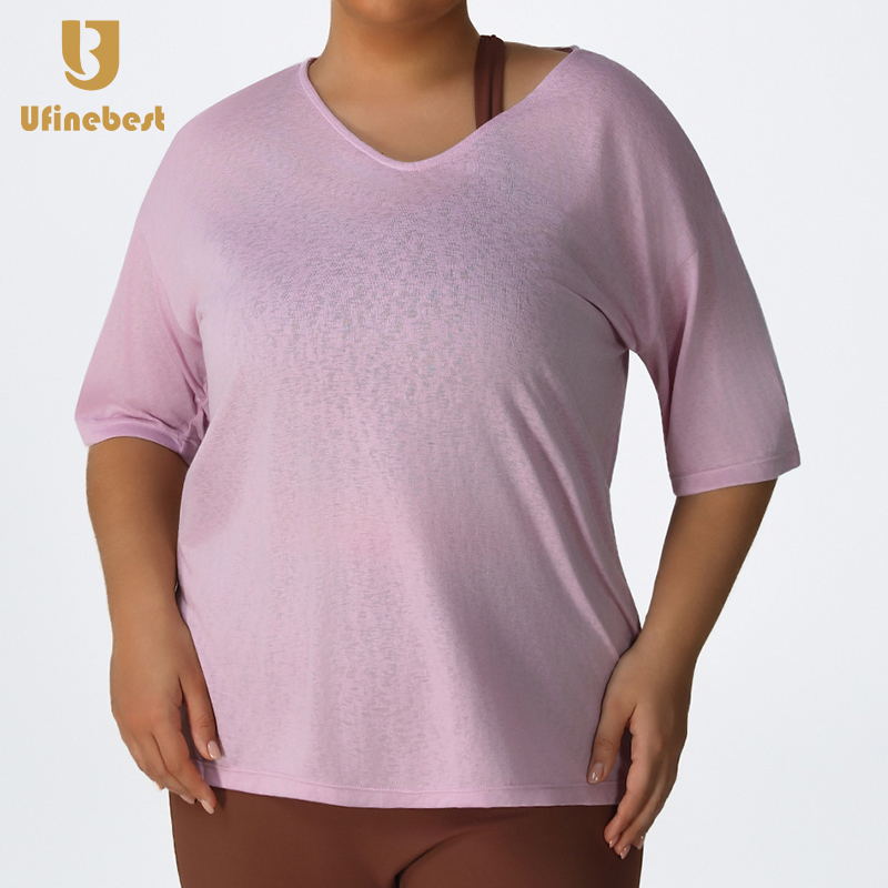 Plus Size Women's Oversized Fitness T-Shirt Sports Front Logo Loose Fit Quick Dry & Breathable for Yoga Workout Outdoor Running