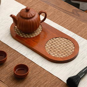 Multifunctional solid wood tea and <b>snack</b> <b>tray</b>, creative dual-use <b>tray</b> for tea and <b>snacks</b>, rectangular non-slip wooden <b>tray</b> with - Product Image 4