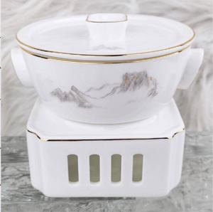 Service de vaisselle en porcelaine blanche avec incrustations dorées, design chinois traditionnel, compatible lave-vaisselle, comprend bol à soupe, tasse et soucoupe pour la salle à manger - Product Image 3