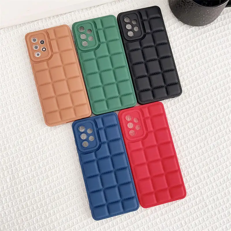 Wholesale For Galaxy S23 Ultra 5G S22 A04 A30S A50S A50 A73 A53 A33 A52 Mobile Phone Case Square Down Jacket Silicone Back Cover