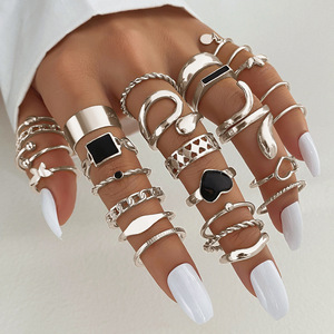 <span class=keywords><strong>Mylove</strong></span> Ensemble de 24 bagues géométriques en alliage plaqué or avec micro-inserts, lot mixte de bijoux pour femmes, vente en gros en dropshipping - Product Image 4