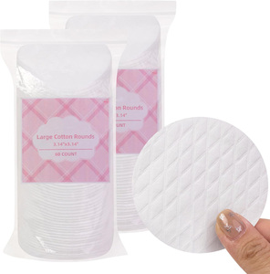 Disques démaquillants écologiques hypoallergéniques 100 % coton pur, 3 couches, 5,8 cm de diamètre, sans peluches, pour le nettoyage du visage - Product Image 1