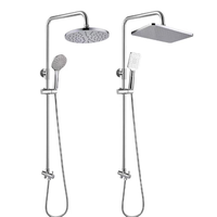 19 Douche fendue à 2 voies Robinet de salle de bain en laiton plaqué Ensemble de douche à effet pluie pour chauffe-eau Robinet de douche en nickel brossé