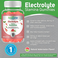 Gummies Énergisantes OEM aux Électrolytes et Minéraux Ionsiques, à l'Eau de Coco et à la Pastèque, pour l'Hydratation, l'Énergie et la Récupération Musculaire, Véganes pour Adultes