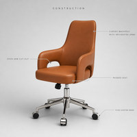 Fauteuil de loisirs design en cuir marron clair, pivotant et inclinable à 25 degrés, idéal pour le bureau, l'étude, la maison ou la réception – Vente directe usine