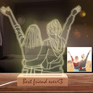 Đèn trang trí nhà cửa Đèn ngủ Khung ảnh gỗ Đèn ngủ 3D USB Đế đèn LED - Product Image 3