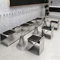 Nouvelle Arrivée 2026 : Ensemble Table d'Appoint Conique, Banc et Tabouret en Acier Inoxydable Style Industriel