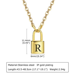 Collar de Moda con Colgante de Letra Chapado en Oro Fino y Cierre de Acero Inoxidable - Product Image 4