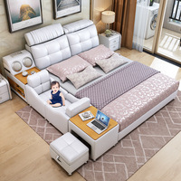 Schlafzimmer setzt komplette Leder weiß moderne Türen King Size moderne Luxus Kinder Queen-Size-Möbel Set Schlafzimmer