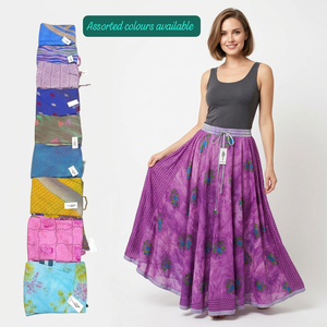 High Quality Women's Bohemian Saree <b>Silk</b> Elastic <b>Skirt</b> Natural Waist Wrap Design All Seasons Assorted Colors Casual Trending - Product Image 1