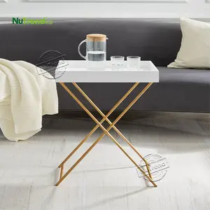 Tavolino da pranzo per soggiorno pieghevole in metallo bianco oro moderno TV letto Snack tavolo da portata