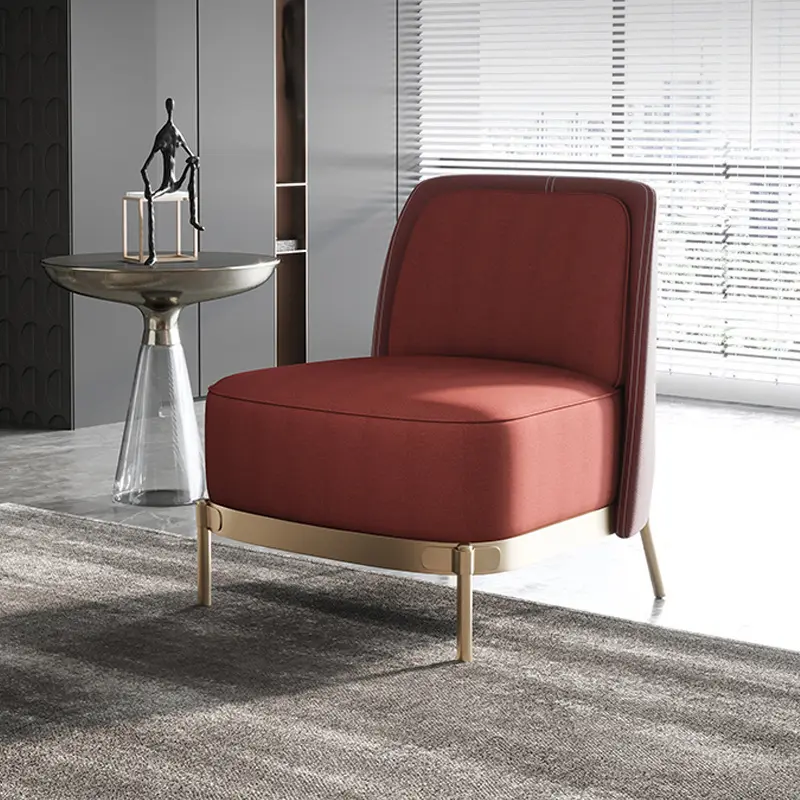 Hotel Lobby Velvet Fabric Single Sofa Chair Nordic Sitting Room Net Red Cloth Backrest Leisure Chair