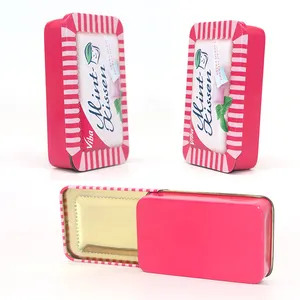 Empty Lip Balm Containers Chew Gum Metal Slide Tin Box Candies Pills Beads Earring Jewelry Craft Packaging Slide Top Tin Box