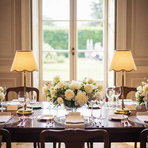 豪华无绳台灯扇贝灯罩天鹅绒杆保暖电池灯充电E14户外咖啡厅婚礼装饰 - Product Image 5