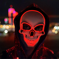 Masque squelette en PVC lumineux LED amusant, tendance et à la mode pour les fêtes de festival d'Halloween, accessoires de costume, cadeaux, cosplay, 18 ans et plus