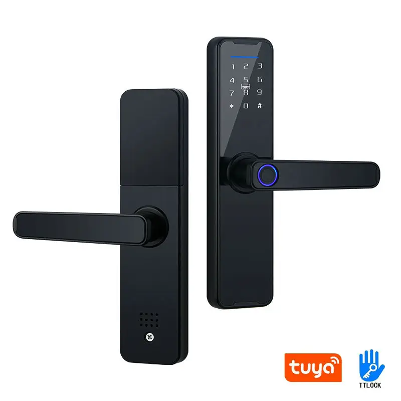 Kunci pintar Tuya, kunci pintar elektrik Bluetooth Digital Rfid Ic kartu biometrik sidik jari, keamanan, kunci pintar 2024
