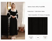 Robe de nuit pour femmes en trois coloris : blanc, noir, lavande, violet, avec dentelle, coupe ample, longueur maxi, vêtements de nuit