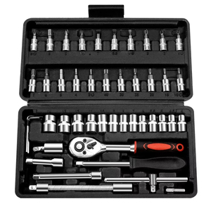 46pcs Carbon Steel Manual/Auto Repair Combination <b>Tool</b> <b>Set</b> 1/4" <b>Hand</b> Impact Spanner Small Socket Wrench Screwdriver Hard OEM - Product Image 1